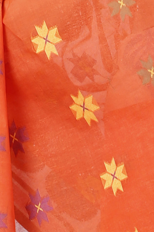 Orange Pure Cotton Subhangi Tant Saree (1099)